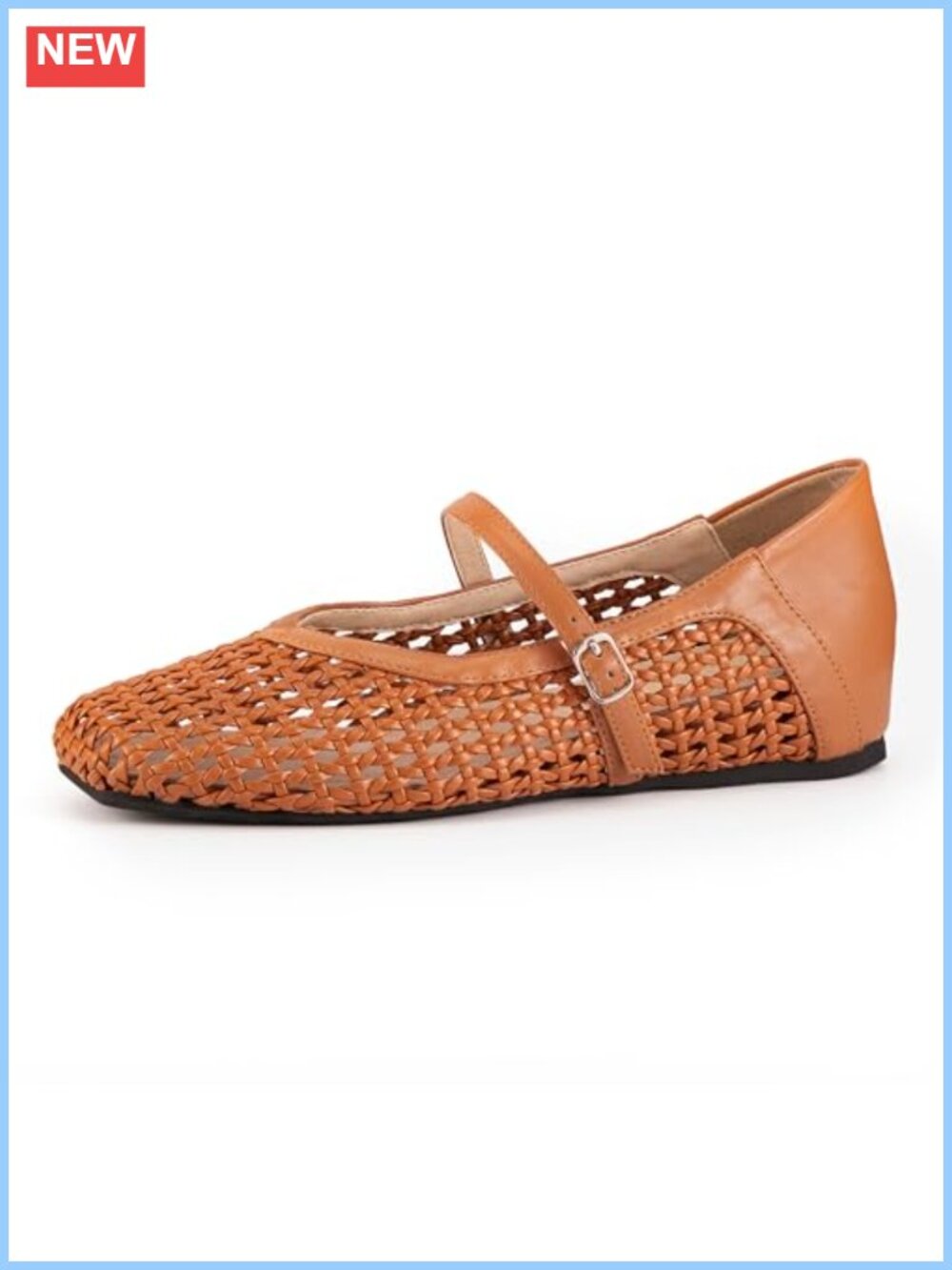 Woven Mary Jane Ballet Flats with Hidden Wedge Heel